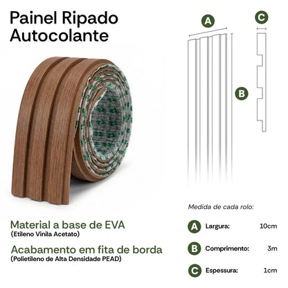 Kit Rolos de Paineis Ripados Autocolantes