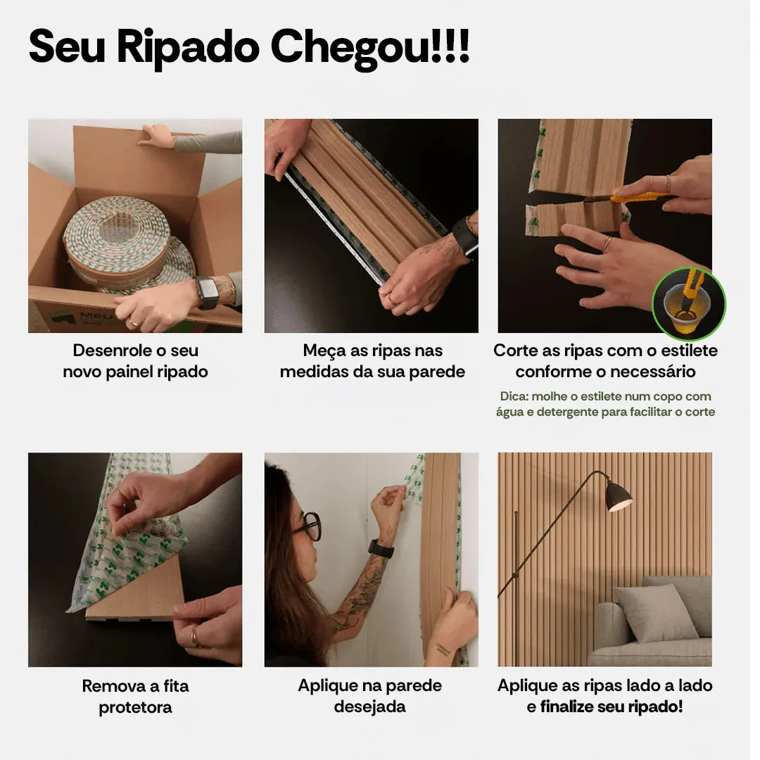 Kit Rolos de Paineis Ripados Autocolantes