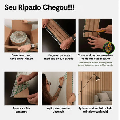 Kit Rolos de Paineis Ripados Autocolantes
